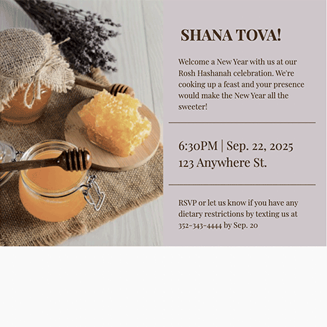 Rosh Hashanah Feast Calm Invite